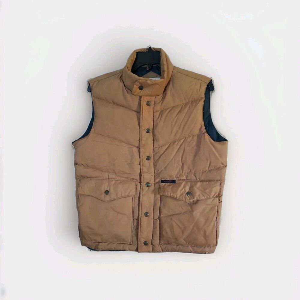 Vintage Windbreaker Goose Down Brown Vest Size Small - Front Pockets